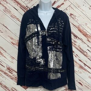 V sport by Venezia navy and silver zip up hoodie